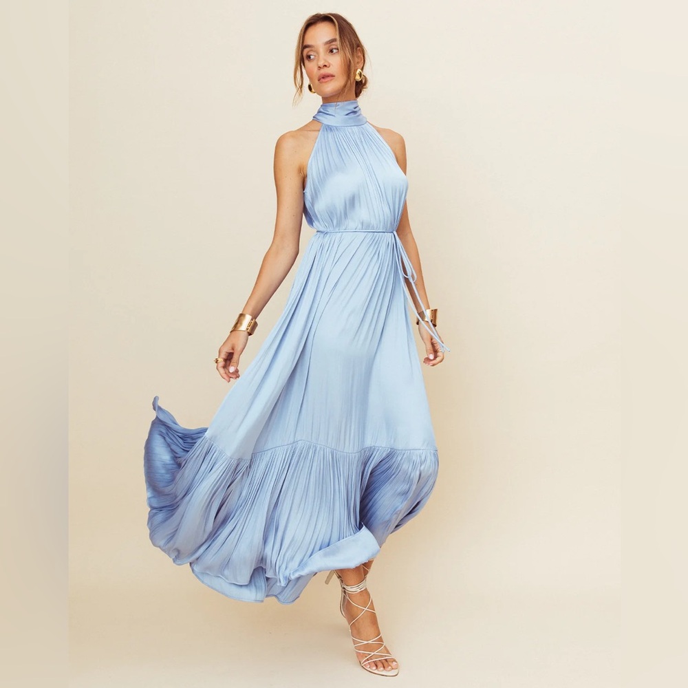 🩵NEW🩵Halter Neck Baby Blue Maxi Dress
